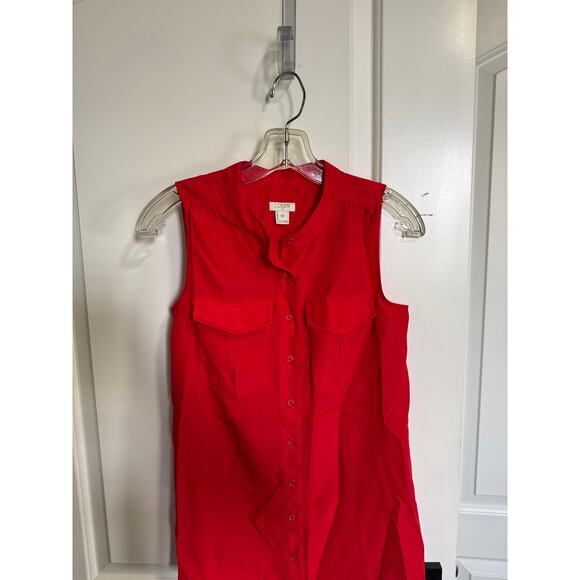 J.Crew red sleeveless button down size 00 office career preppy pop of color - Picture 5 of 6